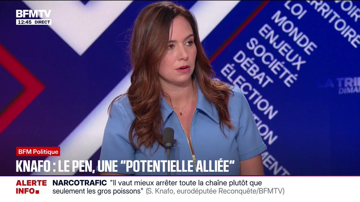 👩🏼🎓 L’élégance de Sarah Knafo face aux attaques de Marine Le Pen. Calme, posée, elle parle d’elle comme « une potentielle alliée qui refuse de l’être et qui se place comme une adversaire ». D’un côté la tenue, de l’autre l'invective. #SarahKnafo #Reconquête