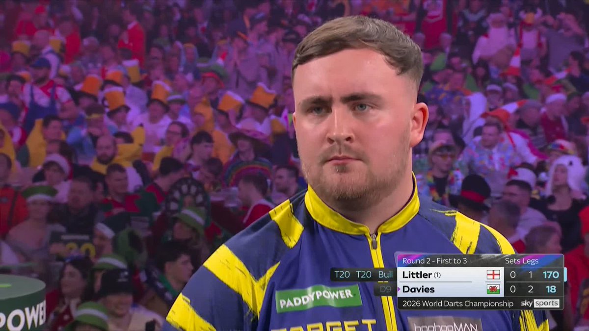 What is happening at Ally Pally 🤣 The crowd are duped as they think Littler sinks the 170 checkout... And then Davies goes to walk off as Littler levels at 2-2 🤯🤷‍♂️ 📺 #WCDarts | R2