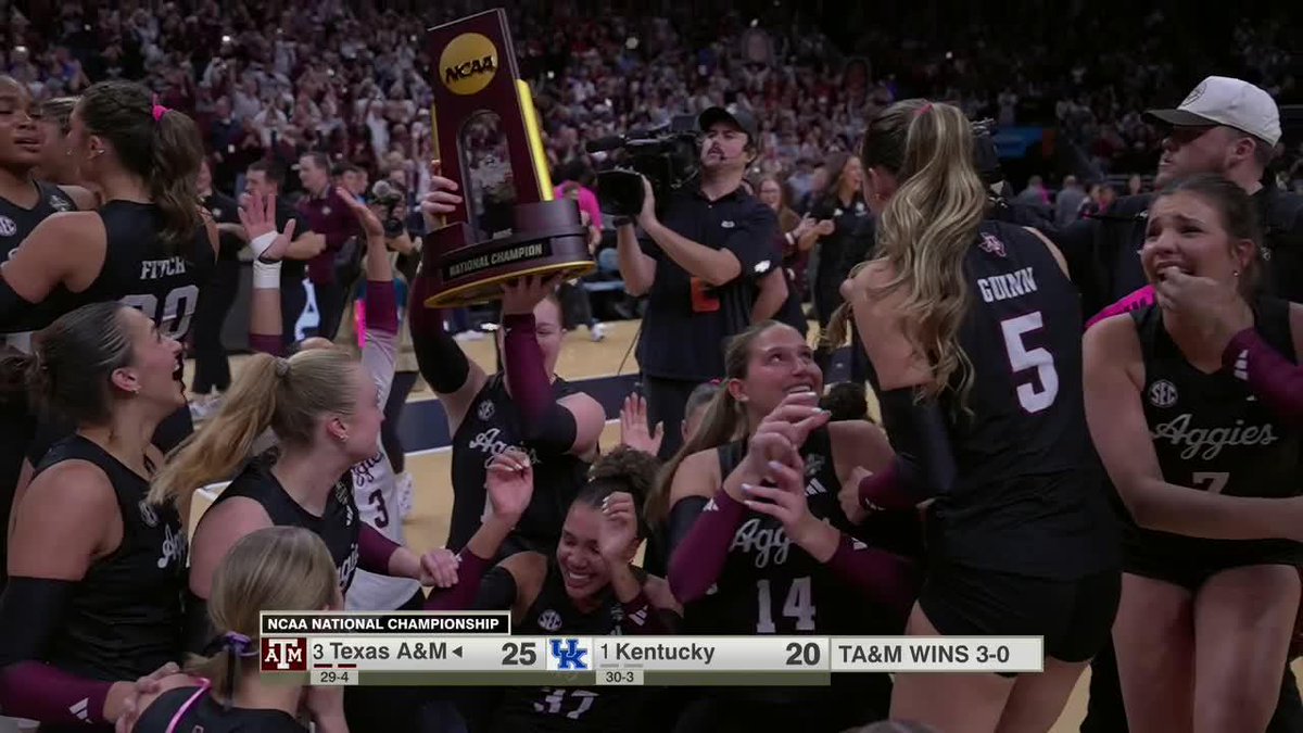 TEXAS A&M HAS DONE IT! 🙌 The Aggies sweep Kentucky for their first volleyball National Championship in school history 🏆