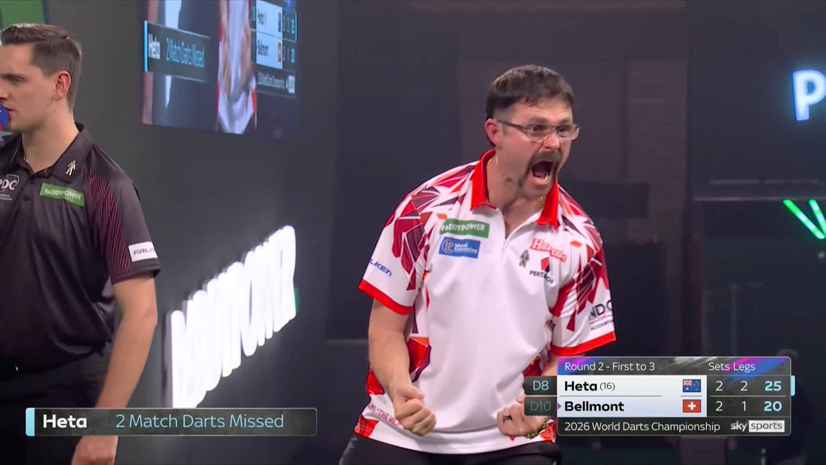 HETA BATTLES THROUGH TO WIN! Damon Heta comes back from a losing position TWICE to win the deciding set against Stefan Bellmont, taking a 3-2 triumph to advance to Round Three! 📺 #WCDarts | R2