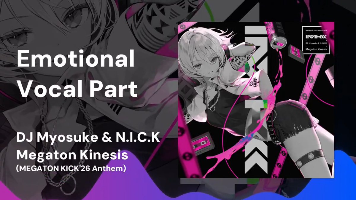 ◤◢◤ New Release ◢◤◢ DJ Myosuke & N.I.C.K 🧠Megaton Kinesis🧠 MEGATON KICKのアンセムだし、やりすぎても大丈夫だろうと思いました!お互いのサウンドが激突してぶっ壊れた!!!!!! ▶DL / サブスク ▶MV coming soon..