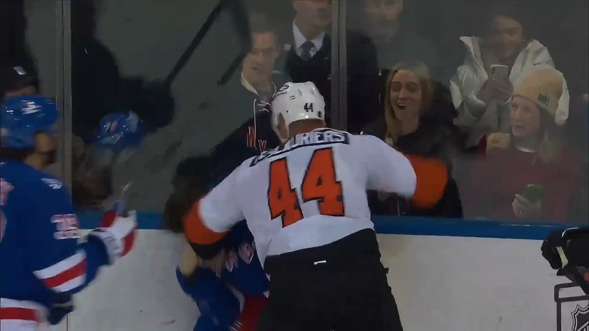 Rangers rookie Brennan Othmann told reporters he had “no idea” it was Nicolas Deslauriers who hit him before he dropped the gloves 😬 The toughest lesson learned in the NHL all season 😭
