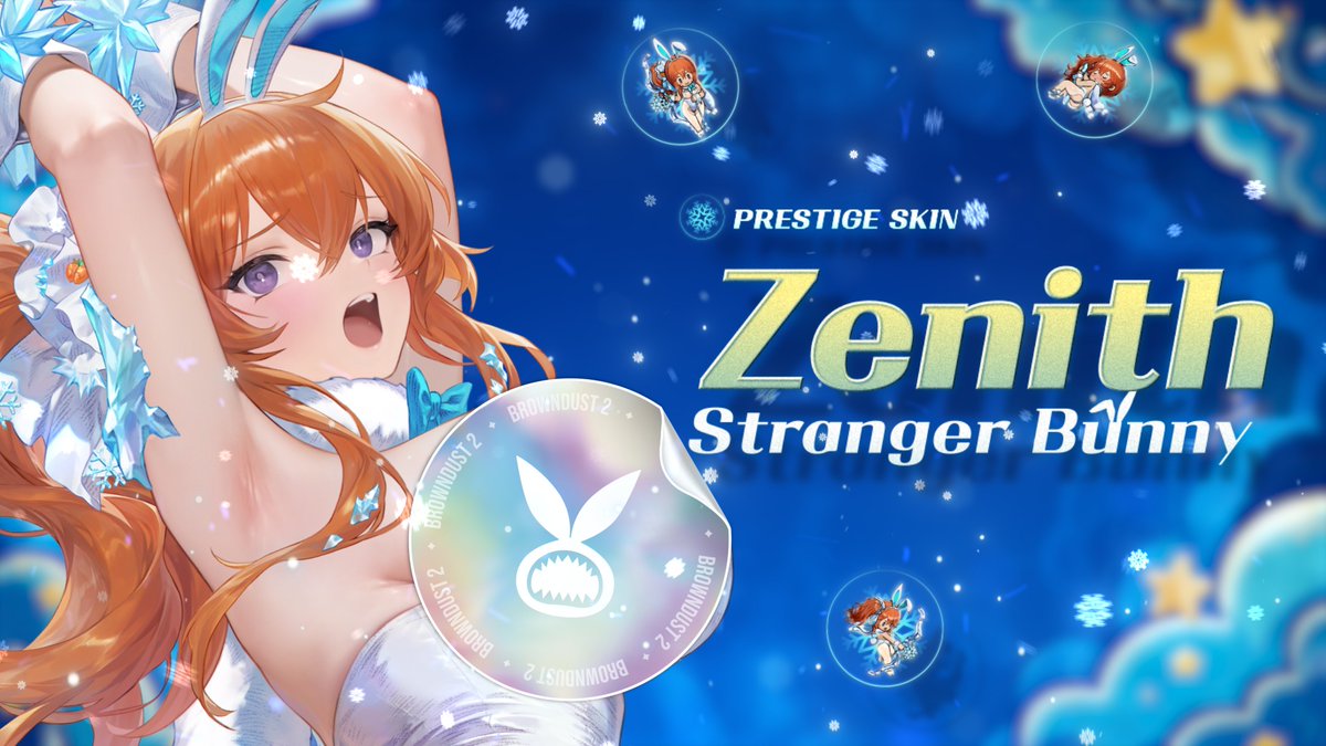 🐰BrownDust2｜Prestige Skin - Stranger Bunny Zenith 「You think wearing a Snow Rabbit costume...was a little too much?」 Our sharpshooter transformed into a Snow Bunny! Meet Zenith’s new skin, Stranger Bunny! #BrownDust2 #Zenith