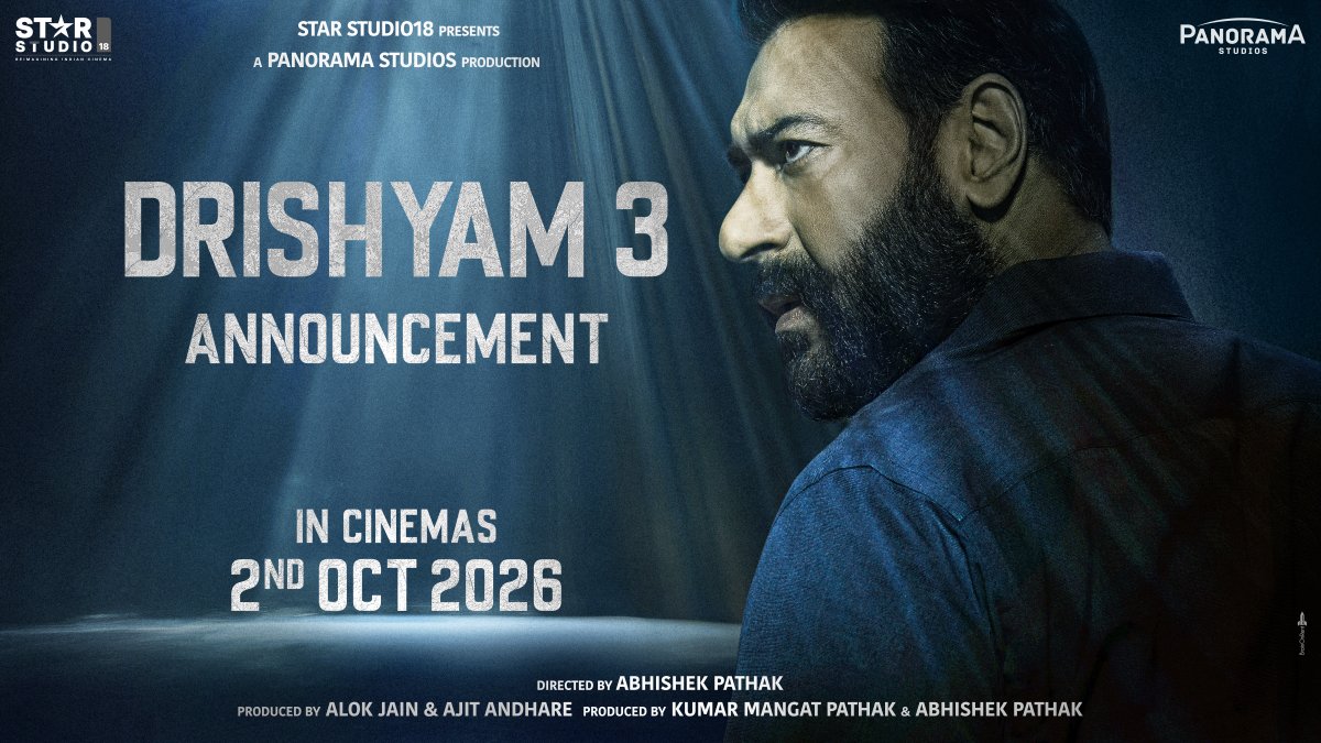 #Drishyam3 on #DrishyamDay Aakhri hissa baaki hai. In cinemas on 2nd October, 2026.