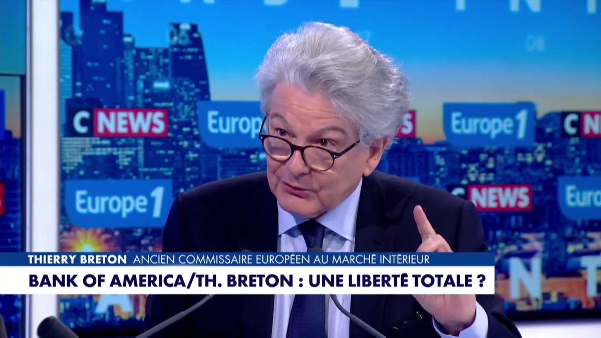 "Je participe au Conseil de la Bank of America pour faire valoir la parole de la France et de l'Europe" assure Thierry Breton #LaGrandeInterview #Europe1
