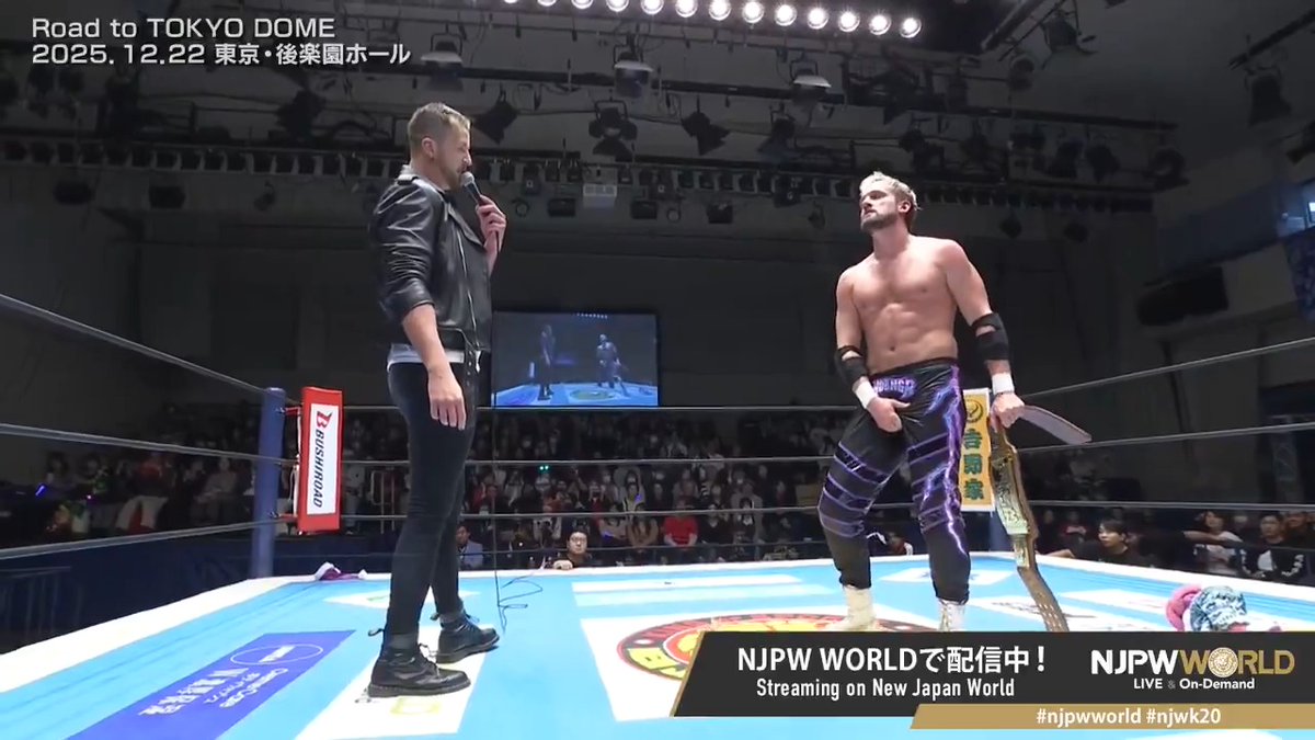 🏟️Road to TOKYO DOME🏟️後楽園大会‼️ 第1試合終了後、ELPの前に現れたのはDDTのクリス・ブルックス‼️ 1/4東京ドーム大会でのTV王座挑戦を表明‼️ 本日無料配信⏩ #NJPW #njpwworld #njwk20