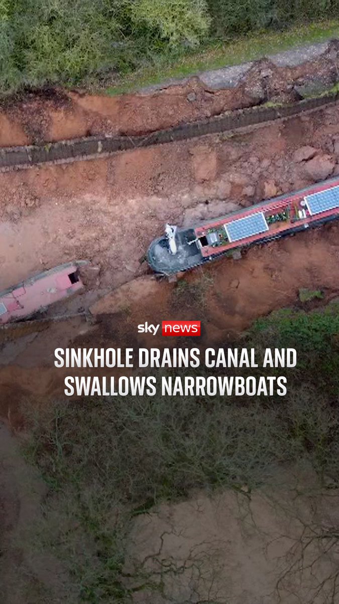 Three narrowboats have been affected by the incident, with at least two swallowed by the sinkhole, which is approximately 50m by 50m in size. Read more: