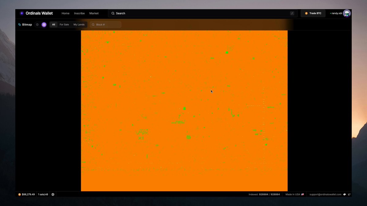 The Bitmap Map is back — rebuilt from the ground up. A fully vector, infinite-scale Bitcoin block explorer with globe + grid views, live listings, and interactive on-chain property. Experiment with it. See what this becomes. Let's bring ordinals back. Now live on Ordinals Wallet.