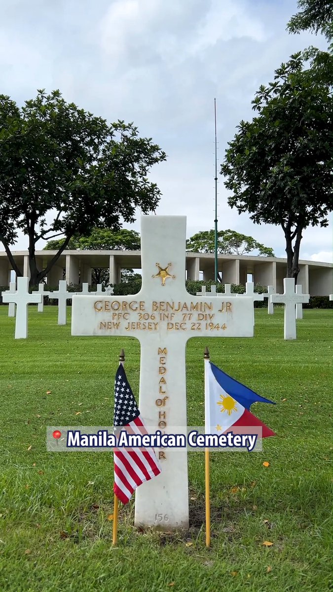 Today we remember World War II Medal of Honor recipient Pfc. George Benjamin Jr. His Medal of Honor citation reads: "Benjamin was a radio operator, advancing in the rear of his company as it engaged a well-defended Japanese strongpoint holding up the progress of the entire battalion. When a rifle platoon supporting a light tank hesitated in its advance, he voluntarily and with utter disregard for personal safety left his comparatively secure position and ran across bullet-whipped terrain to the tank, waving and shouting to the men of the platoon to follow. Carrying his bulky radio and armed only with a pistol, he fearlessly penetrated intense machine-gun and rifle fire to the enemy position, where he killed one of the enemy in a foxhole and moved to annihilate the crew of a light machine gun. Heedless of the terrific fire now concentrated on him, he continued to spearhead the assault, killing two more of the enemy and exhorting the other men to advance, until he fell mortally wounded. After being evacuated to an aid station, his first thought was still of the American advance. Overcoming great pain, he called for the battalion operations officer to report the location of enemy weapons and valuable tactical information he had secured in his heroic charge. The unwavering courage, the unswerving devotion to the task at hand, the aggressive leadership of Benjamin were a source of great and lasting inspiration to his comrades and were to a great extent responsible for the success of the battalion's mission." Benjamin is buried at Manila American Cemetery, Philippines. We continue to honor and remember his service and sacrifice.