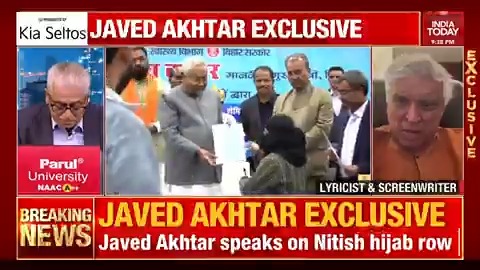#EXCLUSIVE | Lyricist &amp; screenwriter Javed Akhtar speaks on Nitish Kumar hijab row, calls it an indecent act and completely acceptable behaviour #NewsToday | @SardesaiRajdeep Javed Akhtar
