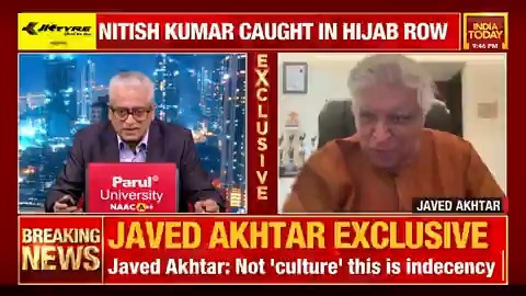 #EXCLUSIVE | "If there is an iota of decency in Nitish Kumar, which I suspect, he should apologise. He has misbehaved with the woman": Lyricist & screenwriter Javed Akhtar on hijab row #NewsToday | Rajdeep Sardesai Javed Akhtar