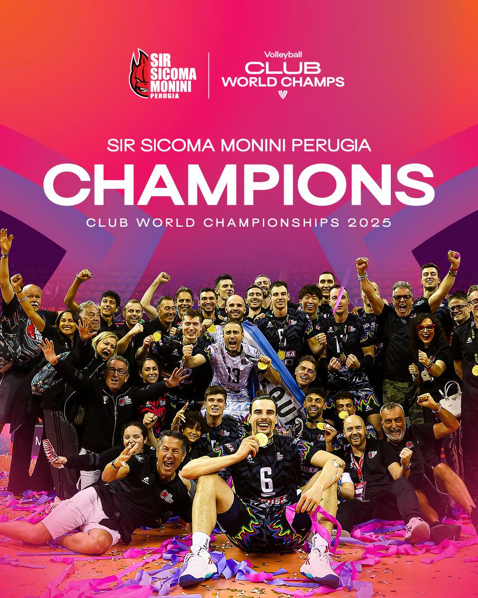 #ClubWCH Menโs Recap: PERUGIA ARE WORLD CHAMPIONS! ๐ Perugia ๐ฎ๐น completed a perfect, unbeaten campaign to claim the Menโs Club World Champs title. Flawless from start to finish, the Italian side capped their dominant run with a 3-0 victory over Osaka Bluteon ๐ฏ๐ต in the final in Belรฉm ๐ง๐ท. The triumph marks Perugiaโs third world crown and delivers the 13th gold medal for Italian clubs, further extending Italyโs all-time record to 24 total medals in the Menโs Club World Championships. An achievement built on consistency, depth and championship mentality. ๐๐ฅ ๐บ Relive the action on VBTV: ๐ #Volleyball #Pallavolo
