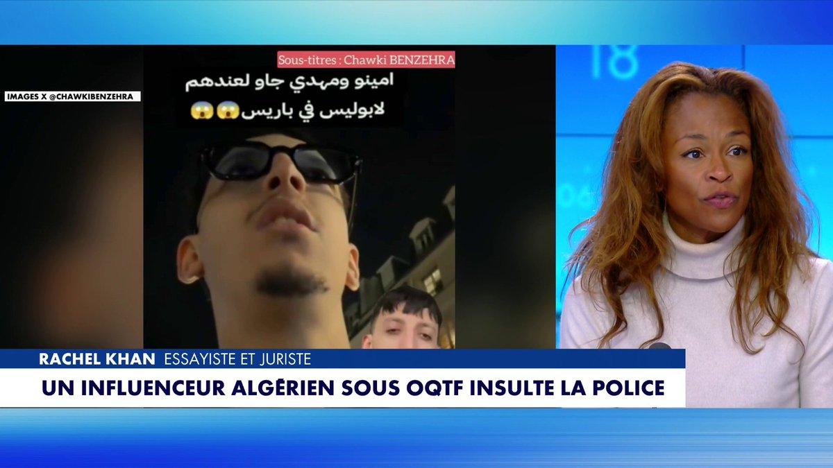 Influenceur algérien sous OQTF ayant insulté la police : «L'histoire se souviendra que nous n'avons rien répondu et que l'on a fait un signalement Pharos», fustige Rachel Khan, dans #Punchline
