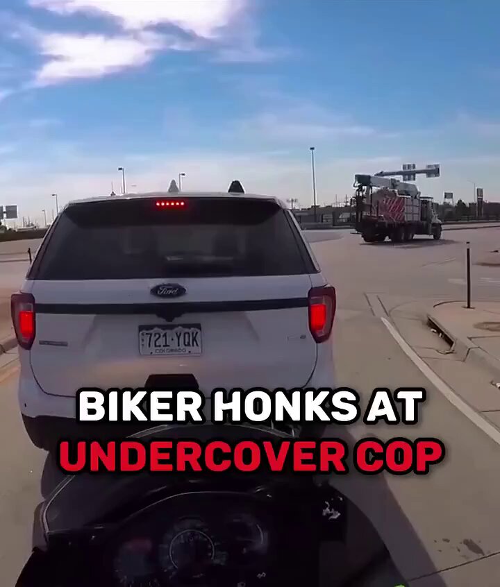 Undercover Cop loses his mind after biker honks at him