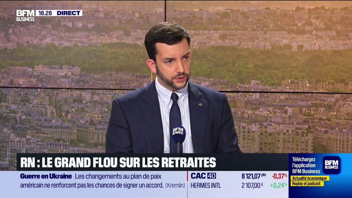 RN : le grand flou sur les retraites ? "Tout le monde ne partira pas à 62 ans. C'est 62 ans pour ceux qui ont cotisé 42 ans, et c'est un peu moins pour ceux qui ont commencé à travailler avant 20 ans" 💬 Jean-Philippe Tanguy Ⓜ️, Député RN de la Somme 🎙️ Hedwige Chevrillon