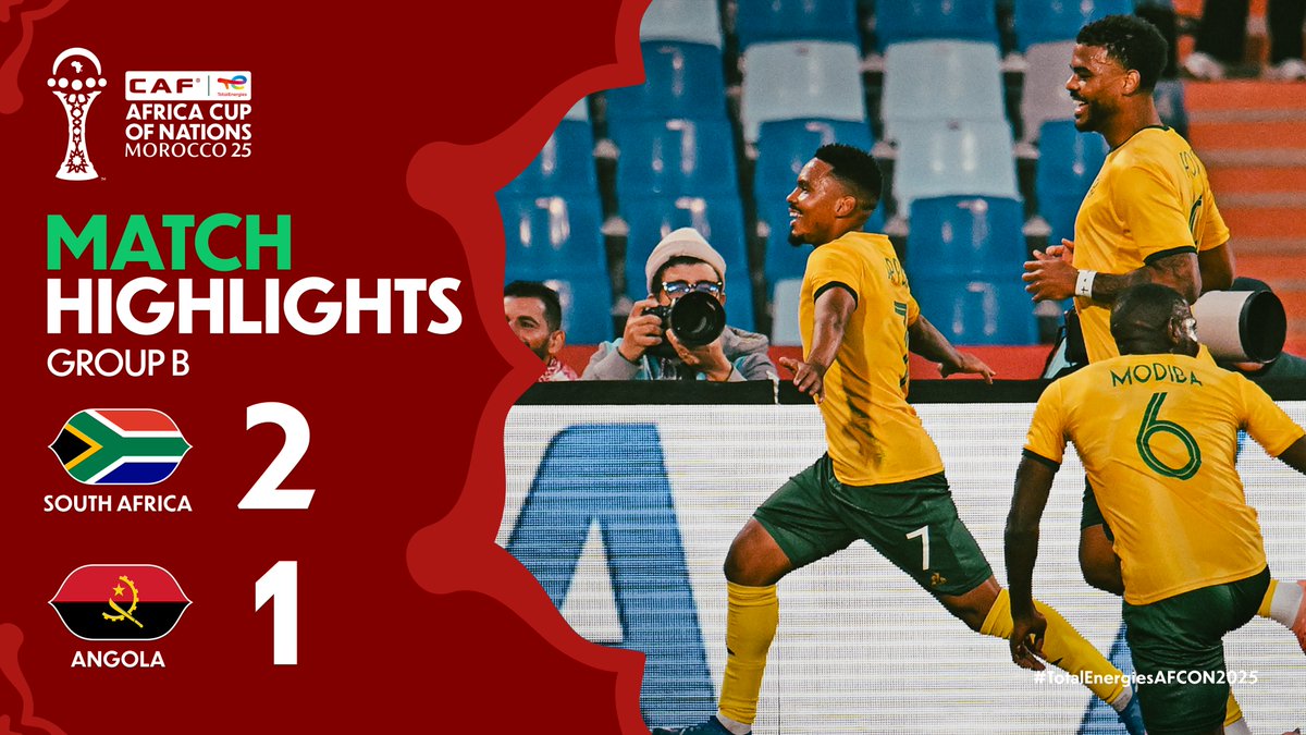 ๐ฅ HIGHLIGHTS: ๐ฟ๐ฆ 2-1 ๐ฆ๐ด South Africa kick off their #TotalEnergiesAFCON2025 campaign with a hard-fought win over Angola. โฝ๏ธ