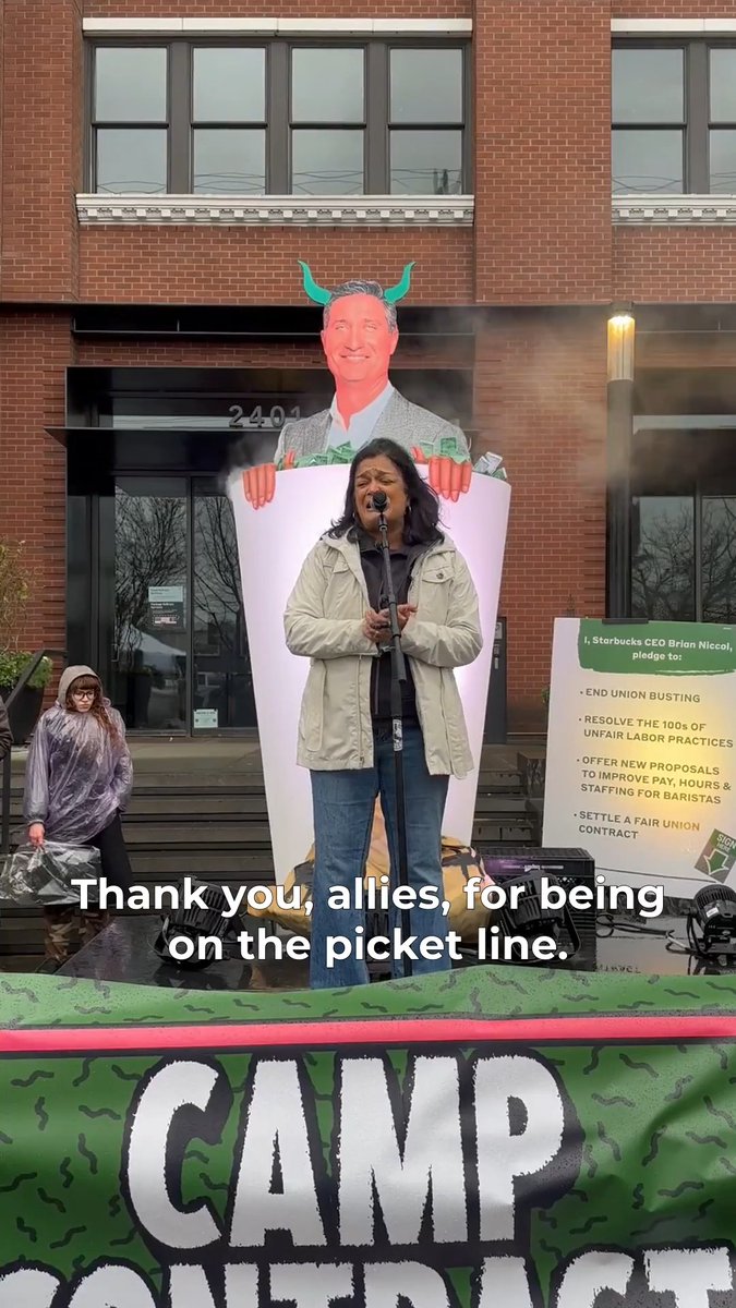 I am standing with Starbucks workers who are demanding fair contracts, better pay, and safe working conditions. Workers across this country deserve a living wage! #NoContractNoCoffee