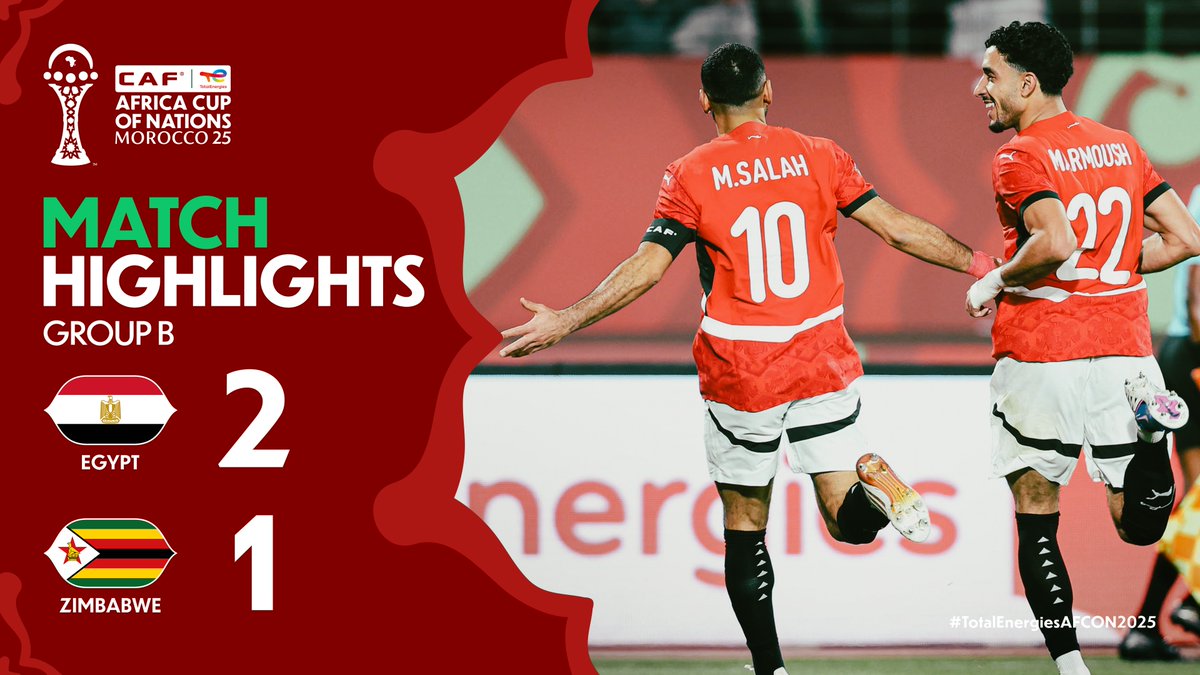 🎥 HIGHLIGHTS: 🇪🇬 2-1 🇿🇼 Egypt come back to win their first #TotalEnergiesAFCON2025 match against Zimbabwe. ⚽️⚽️