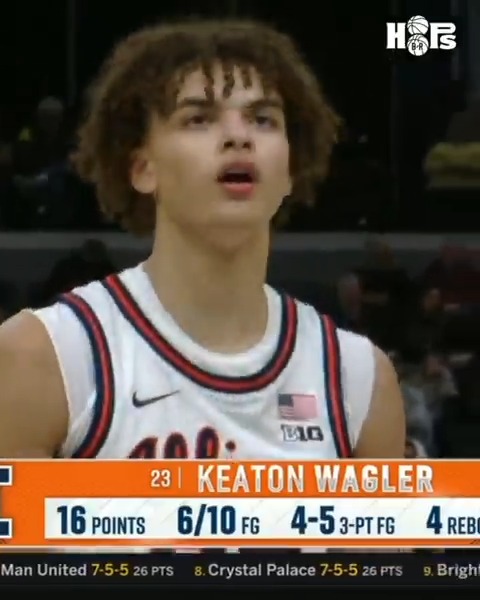 Illinois freshman Keaton Wagler is an ELITE level talent 🔥 The 6-6 Kansas native was a 3-star out of high school and is playing like one of the best freshman in the country for No. 20 Illinois 22 PTS | 7-11 FG | 5-6 3PT | 8 REB | 4 AST | 2 STL | 2 BLK