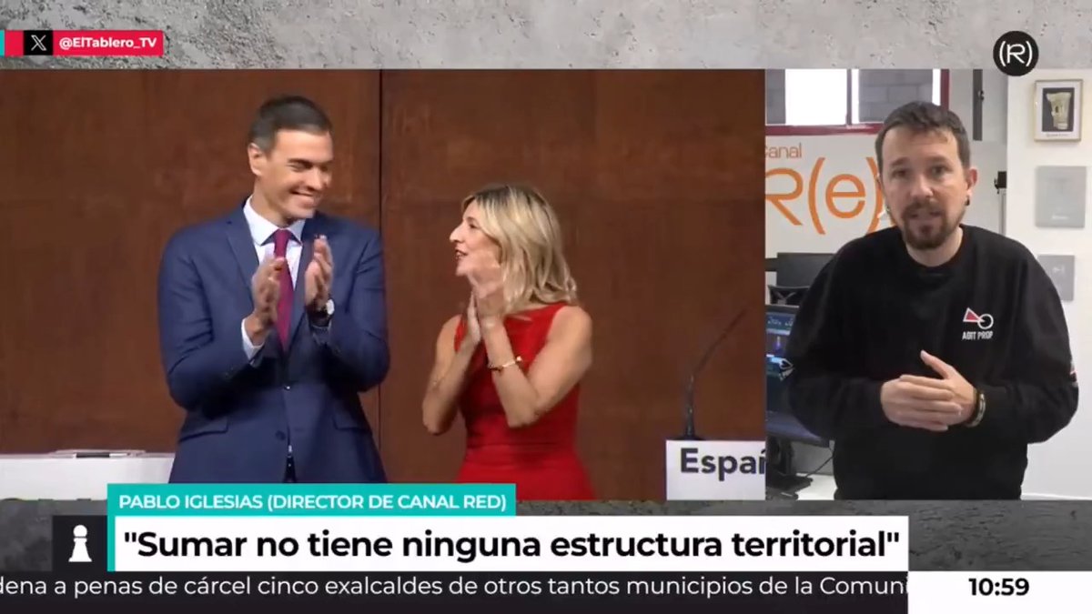 "Después de las elecciones en Extremadura buena parte de los partidos que forman ese espacio se han dado cuenta de que Sumar existirá hasta el momento en que no exista el gobierno" Pablo Iglesias 👇🏽 📺 EL TABLERO |