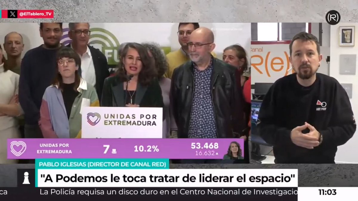"La única opción de la izquierda es dar una batalla ideológica" Pablo Iglesias sobre Podemos, Sumar y las próximas convocatorias electorales 👇🏽 📺 EL TABLERO |