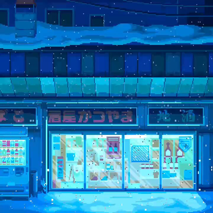 Snowy street #pixelart #ドット絵