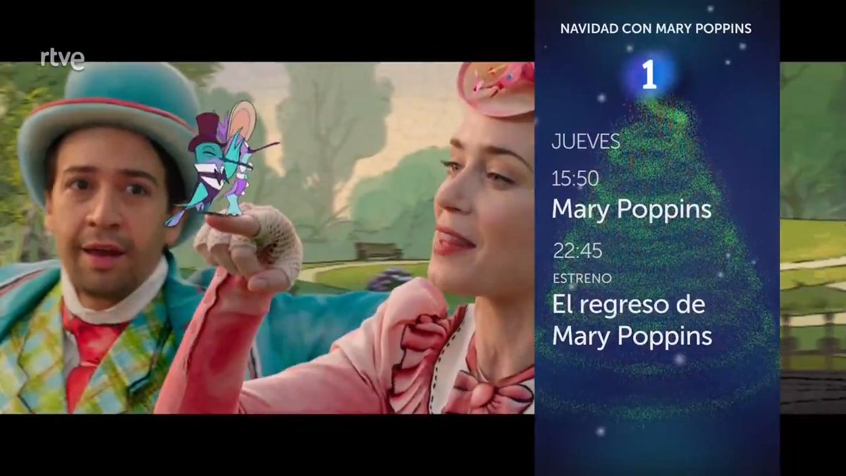 Pasa un día de Navidad «Supercalifragilisticoespialidoso» en La 1. Este jueves 25 de diciembre: ☂️ A las 15:50h: 'Mary Poppins' ☂️ A las 22:45h: ESTRENO de 'El regreso de Mary Poppins'.