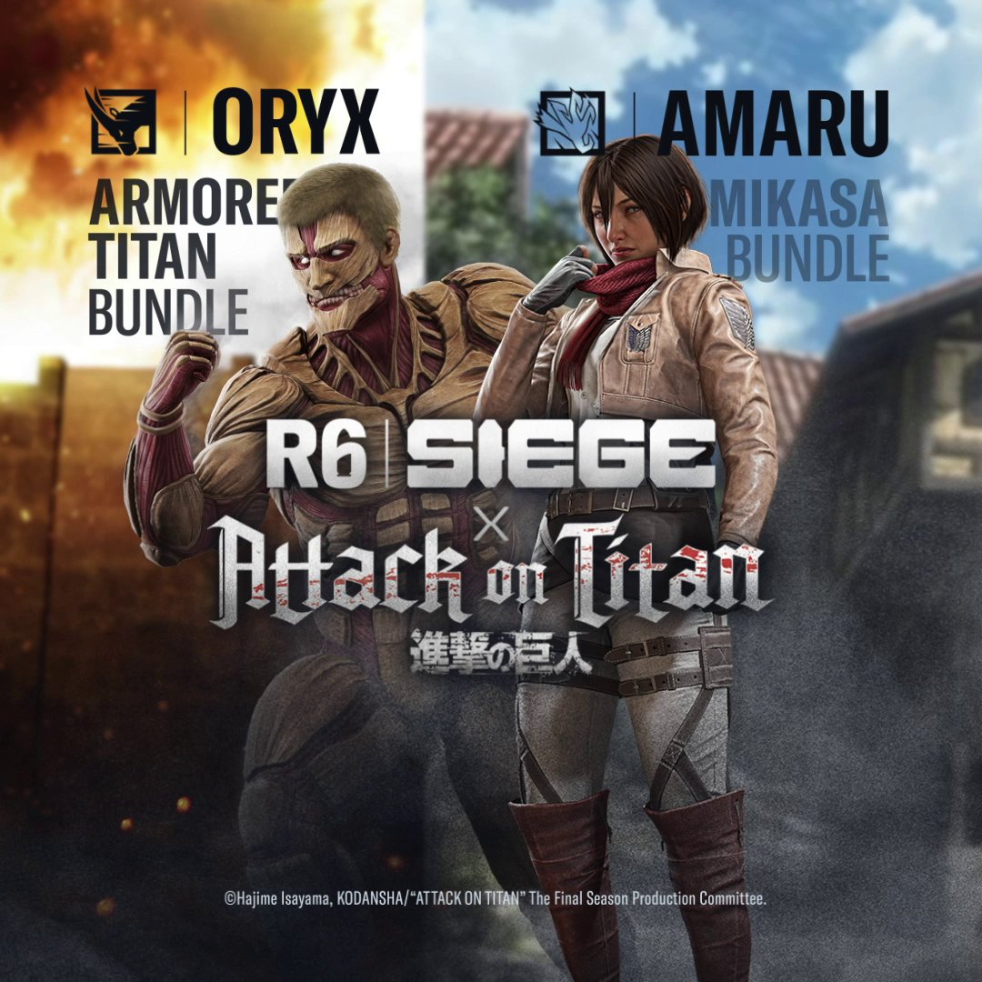 ⚡ Take the fight to new heights! Amaru rises as Mikasa Ackerman while Oryx brings the power of the Armored Titan. Gear up with the new Attack on Titan bundle available now! 🔥 🔗