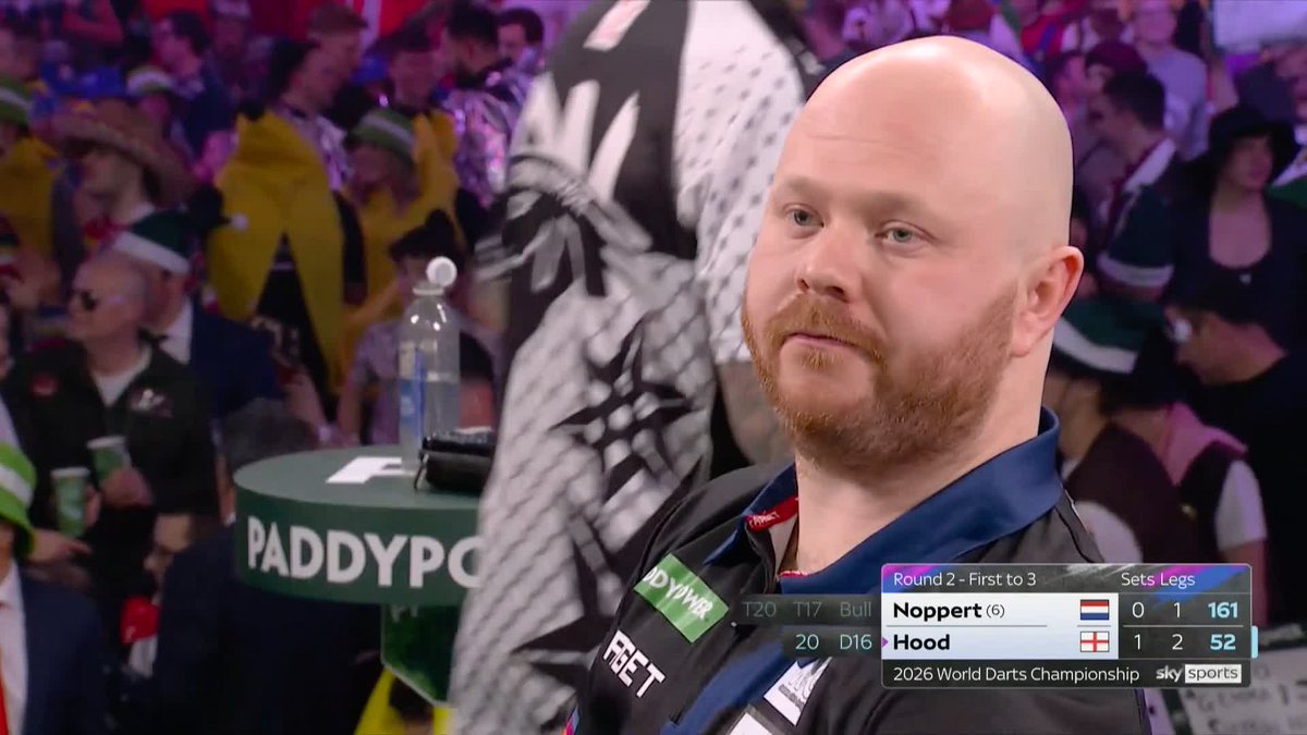 HOOD TWO UP AGAINST NOPPERT! WOW! Justin Hood goes seven darts into a nine-darter, and despite busting, cleans up the leg to take a two set lead against Danny Noppert! 📺 #WCDarts | R2