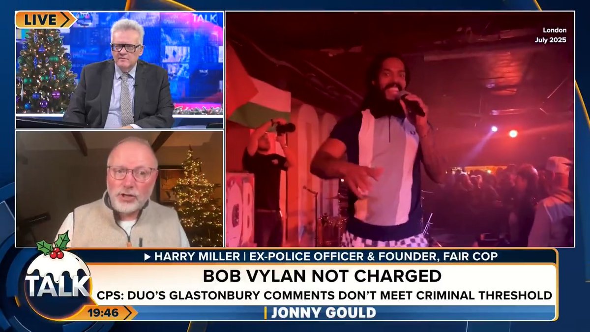 🚨 "That is literal hate speech and incitement to violence!" Former Police Officer Harry Miller says Bob Vylan should be "dragged away, put into a cell and investigated". Jonny Gould | WeAreFairCop