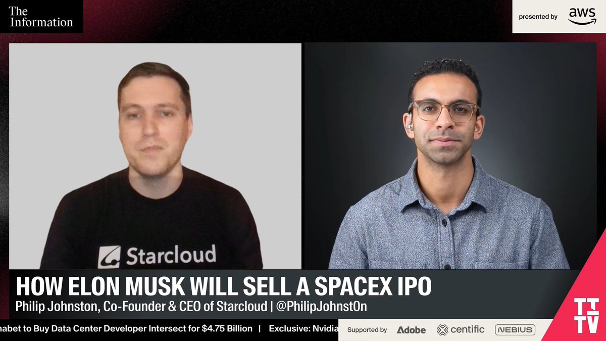 In the SpaceX IPO debate, StarCloud CEO Philip Johnston responds to Tim Farrar’s doubts on performance and space data centers. “To say that SpaceX is doing data centers in space for the story because it's worried about missing its numbers… was the dumbest thing I'd heard all in a quite a long time.” Full episode: