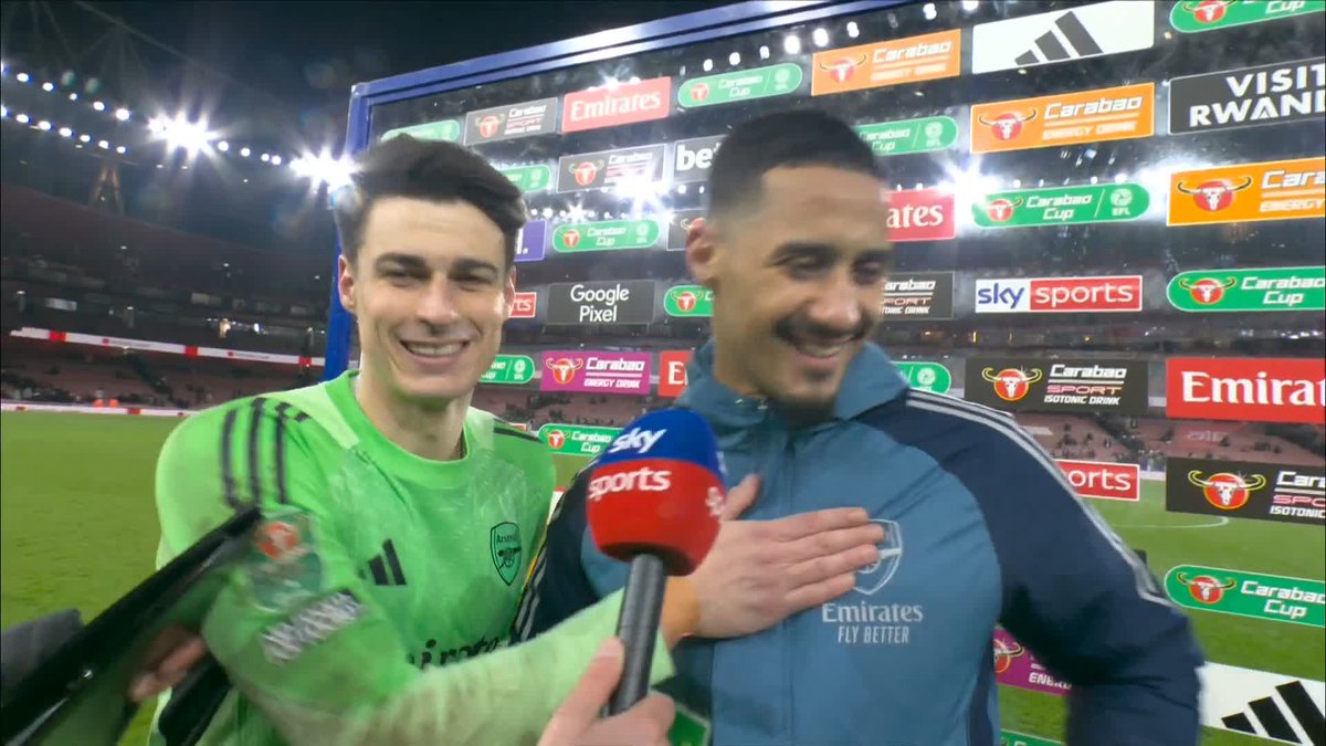 "We have to learn the lesson from last season" William Saliba and Kepa Arrizabalaga react after Arsenal beat Crystal Palace on penalties in the Carabao Cup 🎙️