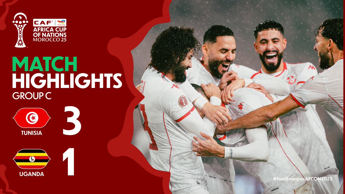 🎥 HIGHLIGHTS: 🇹🇳 3-1 🇺🇬 Tunisia with a brilliant opener. A dominant win over Uganda in the #TotalEnergiesAFCON2025.