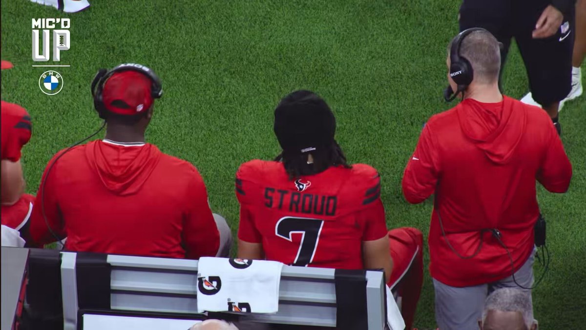 C.J. Stroud Mic’d Up on their drive to seal their win vs the Raiders. Before the 3rd &amp; 8: “Are we throwing it?” - C.J. Stroud to Nick Caley “Yeah” - Nick Caley C.J. Stroud to Devin White after the game winner to Nico: “That’s a dime boy that’s a dot”