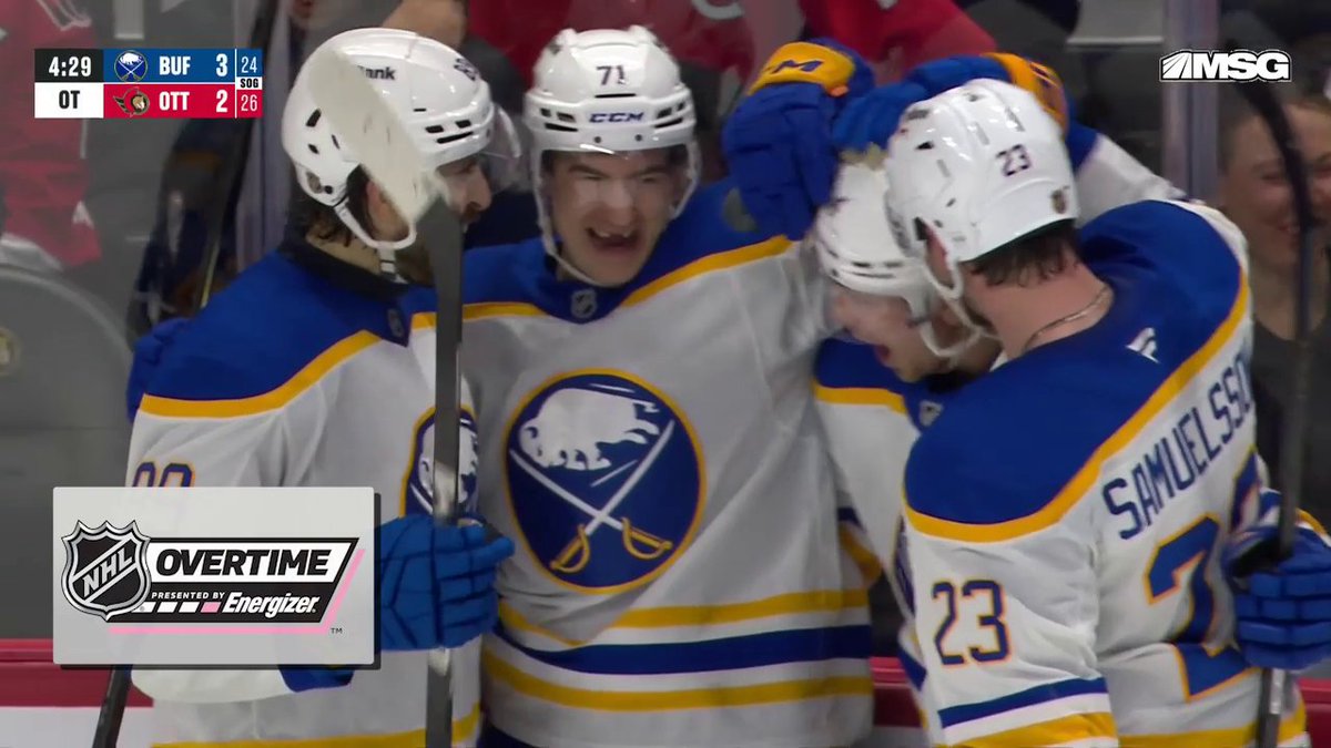 THE SABRES KEEP ON WINNING!! Bo Byram's Energizer overtime winner gives the Buffalo Sabres their seventh win in a row!