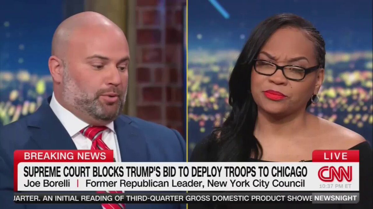 Mockler: I live in Chicago, and I've been to the protests at the detention center. The use of force from trump was disproportionate, end of story. And when you poll people in Chicago, the majority of them say they do not want the National Guard. They do not want troops mobilized. Now, people will say that this lowered crime. But yeah, when you mobilize the military into the streets, of course crime is going to be lowered. When you look at D.C., consumer spending at restaurants went down like 30%. So then there's a trade off.