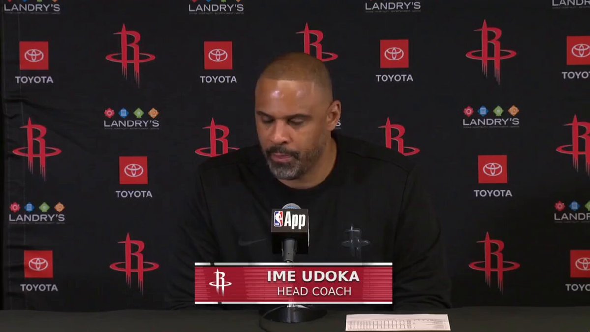 Ime Udoka says there has been some "slippage, no doubt" and that it feels like the energy and focus are not there for the Rockets. "In the past, we could rely on defense and tonight it was nonexistent."