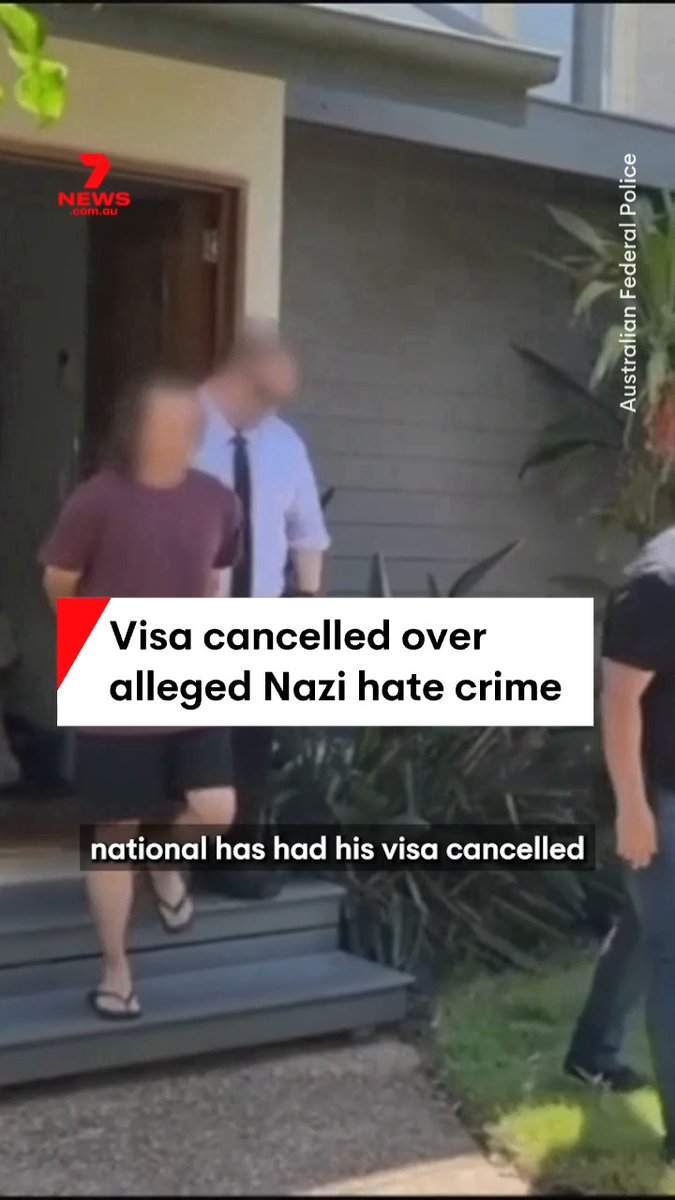 A man has had his visa cancelled after allegedly posting a Nazi symbol online and promoting violence. Police searched his home earlier this month, allegedly finding weapons including swords with the swastika on them. #Police #Raid #BodyCam #Queensland