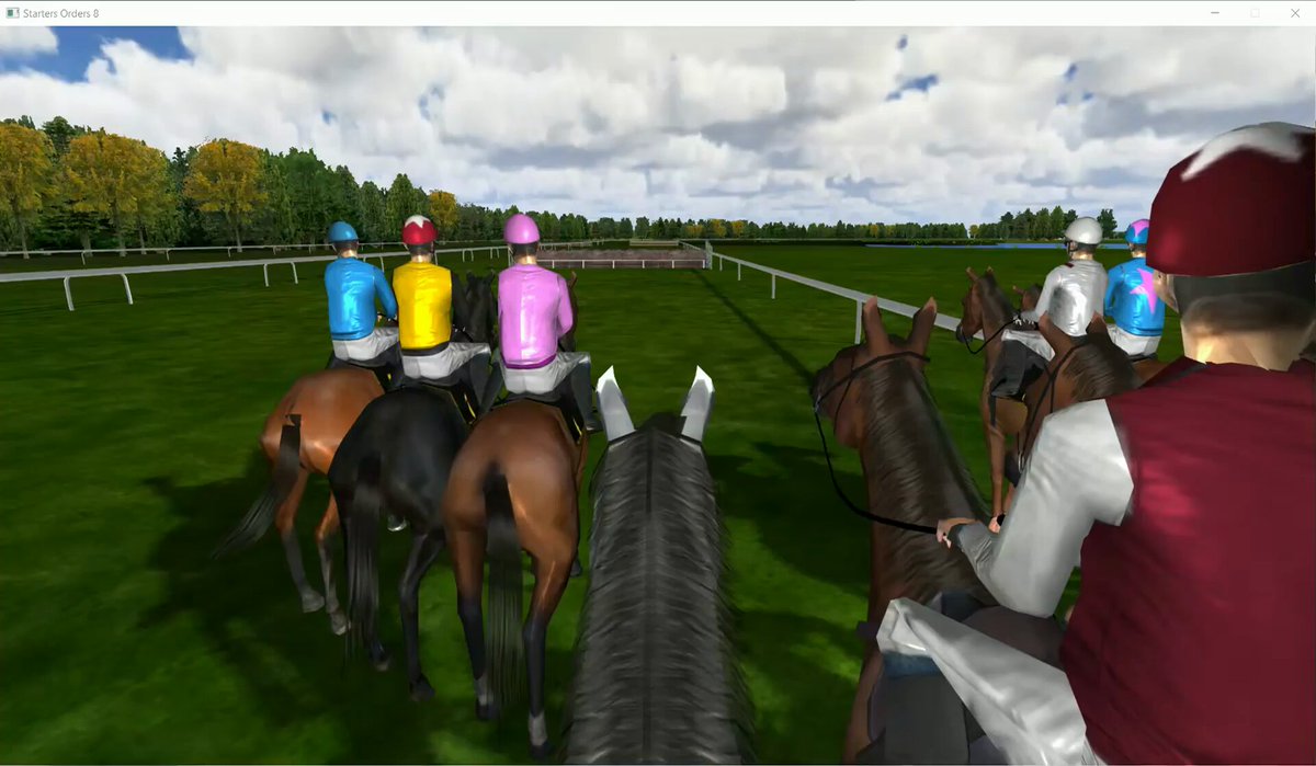 A bit of fun. Simulation of the coming King Gorge VI chase at Kempton but with Desert Orchid and Cue Card thrown in to the mix. Taking the reins on the famous grey I expected to romp in but missed the break, hit the first and then messed up the finish! Skip to the end.