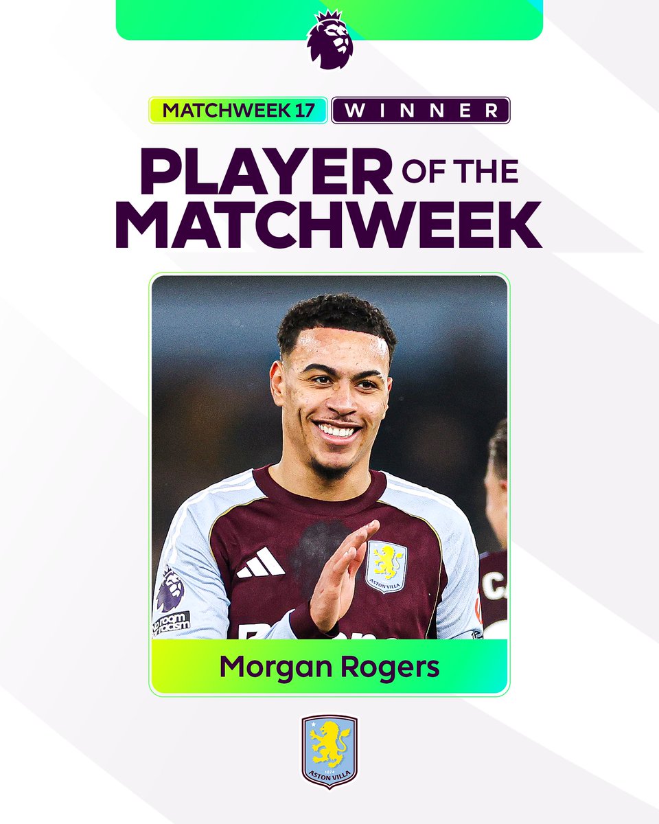 It just had to be him... You voted Morgan Rogers as your Player of the Matchweek ✨