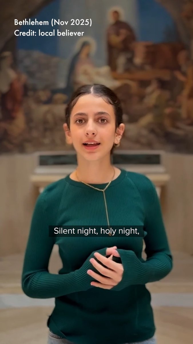 A song for Christmas Eve, as a Christian girl sings Silent Night from a chapel in the Shepherds’ Fields in Bethlehem.