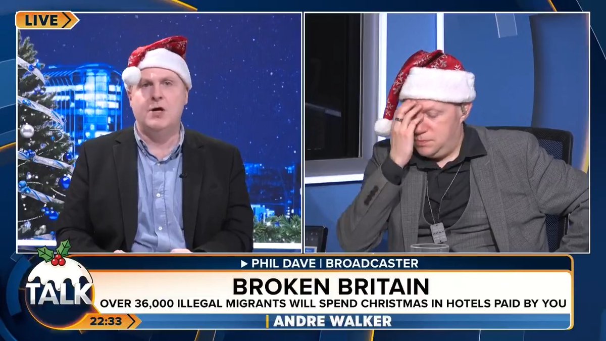 Housing illegal migrants in hotels on Christmas Day will cost more than £5.3 million. Andre Walker: "Why are there ex-servicemen on the streets when we can house 36,000 migrants?" André Walker