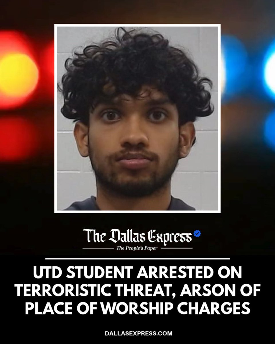 🚨 UT Dallas Student was arrested in Collin County on a terroristic threat charge, along with a felony arson charge involving a place of worship, according to jail records. Remains in Collin County jail as investigation continues.