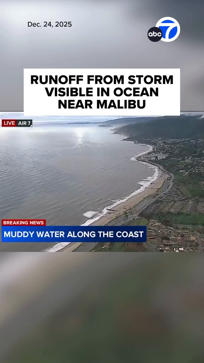 AIR7 captured the runoff from the storm that has reached the ocean in Malibu. Health experts remind everyone it's generally a good idea to stay away from the ocean for a couple of days after a big storm as runoff often brings disease-causing bacteria to the beaches. Live weather updates here: