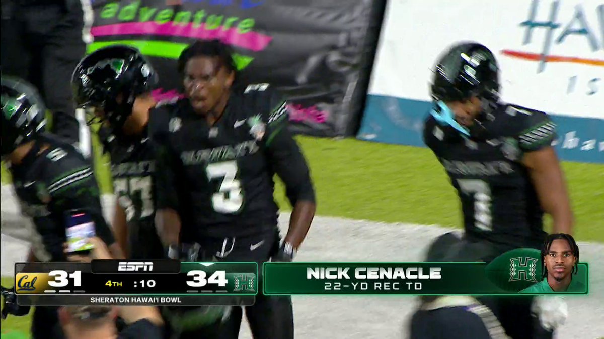 HAWAI'I FOR THE WIN 😱 The Rainbow Warriors were down 21-0 and came all the way back to beat Cal 😳