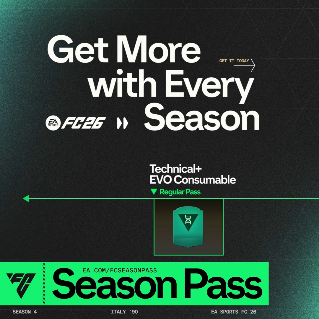 The World Tour stops at Italy ’90 in Season 4, a summer defined by discipline, grit, and glory. Get and progress through the Premium Pass to earn themed Evolutions, Packs, Player Items, and more along the way: