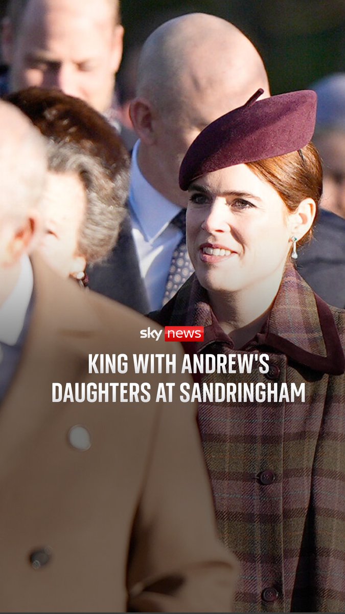 Spotted at the centre of the royal entourage arriving at Sandringham were Andrew's daughters. Beatrice and Eugenie are there this morning, without their father, who has been stripped of his royal titles.