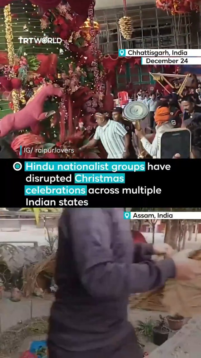 Hindu nationalist groups vandalised Christmas decorations in several Indian states after a right-wing organisation urged Hindus to boycott the Christian holiday