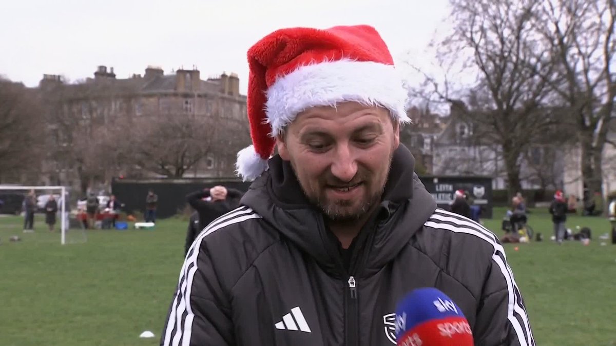 We visited the 11th annual Street Soccer Scotland Christmas Day football party for socially excluded men and women at Leith Links this morning 🎅 Founder David Duke MBE and Network Manager Stuart Lovell spoke to Sky Sports News ⤵️