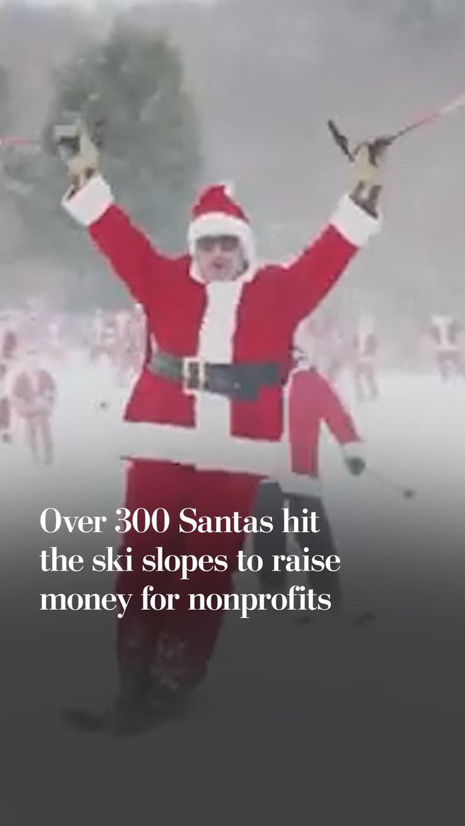 More than 300 people dressed in Santa costumes hit the slopes at Sunday River in Newry, Maine for the resort’s 25th annual Santa Sunday fundraiser. This year’s event raised $10,000 for two nonprofit organizations.